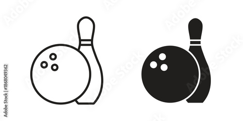 Bowling icons. Line Art Style Design Isolated On White