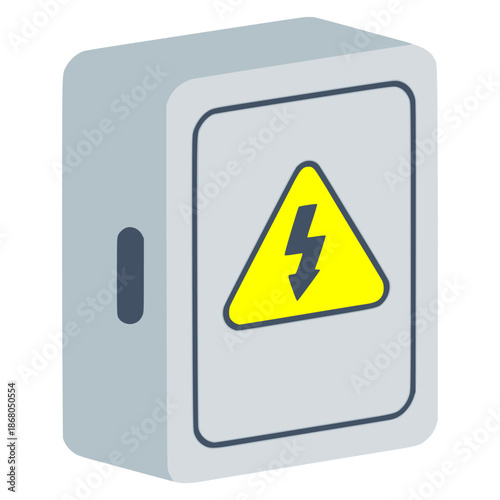 cartoon electrical cabinet flat color vector illustration template design