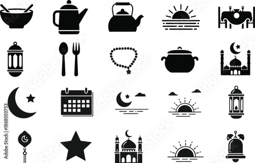 Islamic Symbols and Icons Set Collection.