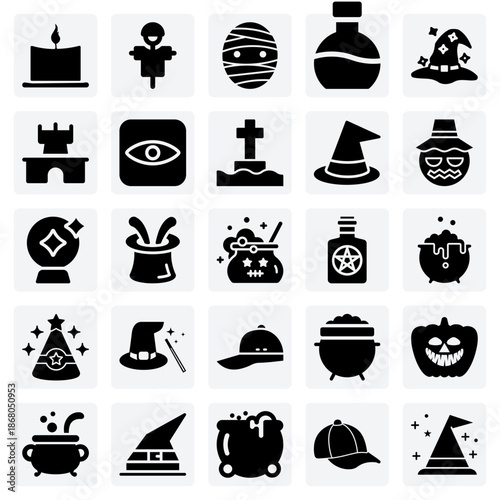 Mystical And Creepy Halloween Symbols – Eyeballs, Potions, And Mummies In A Haunted Castle Setting For Event Promotions