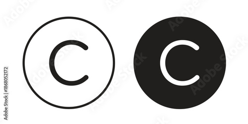 Copyright icons. Line Art Style Design Isolated On White
