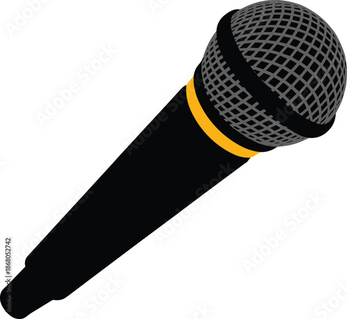 Professional black microphone for public speaking or recording audio media performing arts equipment dynamic mic for vocals voice musical instrument audio technology studio sound system podcasting sin