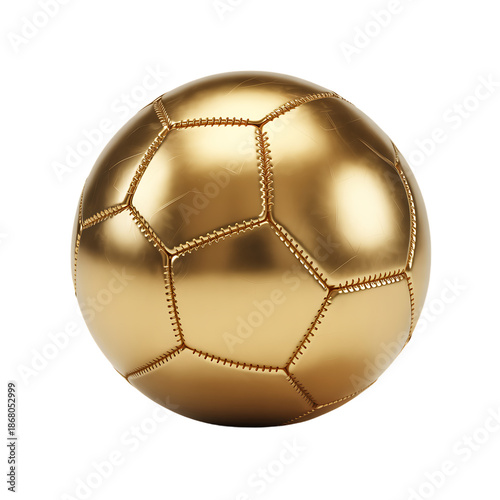 Golden Soccer Ball Trophy Award - Luxury Sports Championship Icon - 3D Render Isolated on White Background Transparent Background