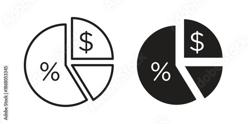Dividend icons. Line Art Style Design Isolated On White