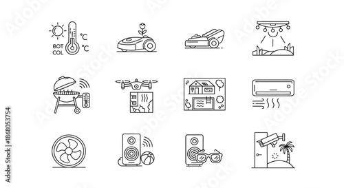Modern home appliance icons illustration