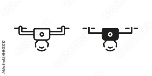 Drone icons. Line Art Style Design Isolated On White
