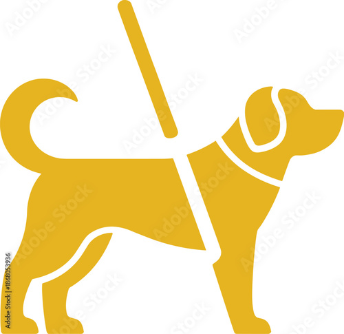 Golden retriever assistance dog symbol representing accessibility and support for visually impaired persons providing independence and companionship in modern society service animal icon for inclusivi