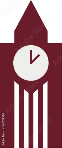 Minimalist big ben tower clock icon graphic illustration of london landmark silhouette symbol architecture design for travel and tourism industry promotion british culture and heritage representation