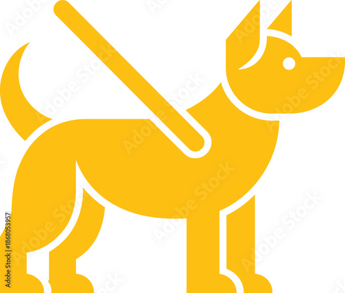 Cute golden retriever service dog icon illustration standing assistance concept professional animal graphic for disability awareness campaigns accessibility resources blind support programs modern des