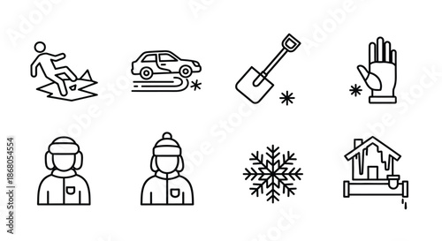 Winter activities and preparations illustration