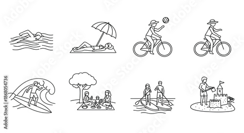 Various summer activities illustration