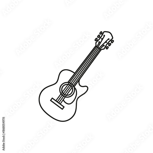 Acoustic Guitar Outline Icon - Simple Line Art Illustration