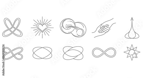 Collection of symbolic line art designs illustration