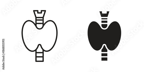 Thyroid gland icon doodle set. editable outline stroke vector eps