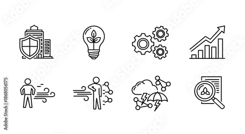 Business growth and innovation icons illustration