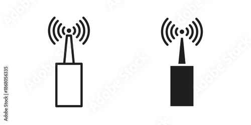 Transmitter icon doodle set. editable outline stroke vector eps