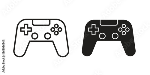 Game controller icons. Line Art Style Design Isolated On White