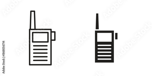 Walkie talkie icon doodle set. editable outline stroke vector eps