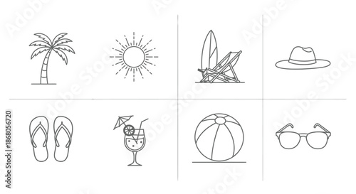 Iconic summer essentials illustration