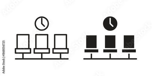 Waiting Room icon doodle set. editable outline stroke vector eps
