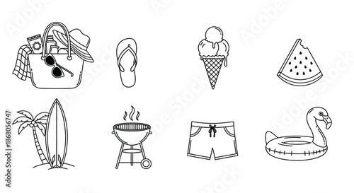 Summer essentials for a relaxing day illustration