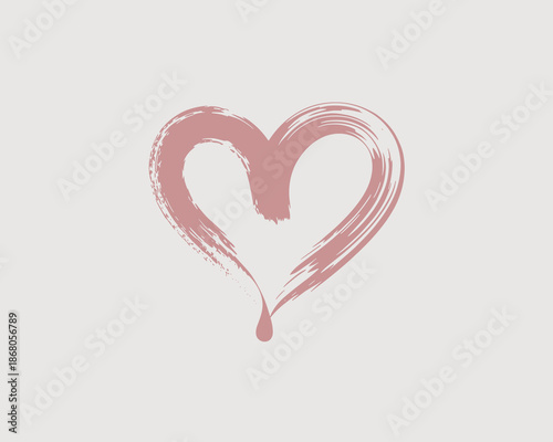 Abstract pink heart shape painted with brush stroke on light background romantic love symbol for valentines day greeting card design wedding invitation creative graphic resource for social media marke