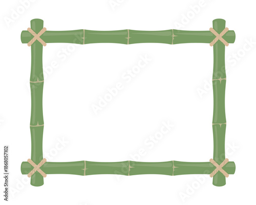 Bamboo frame border with rope ties natural organic material empty mockup template for text or image tropical asian zen design element eco friendly spa wellness or decoration background illustration ve