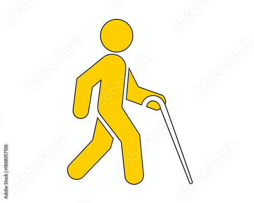 Blind person walking with cane for safety awareness accessibility assistance mobility support disability aid icon in public space visual impairment sign for inclusivity social service healthcare illus