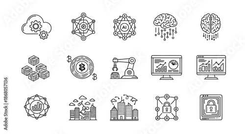 Illustrations of technology and data concepts illustration