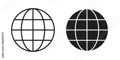 Globe icons. Line Art Style Design Isolated On White