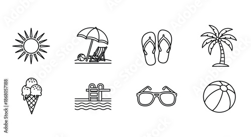Summer vacation icons illustration