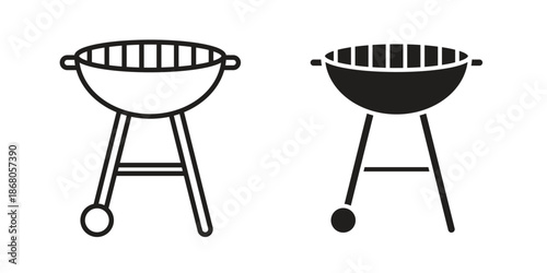 Grill icons. Line Art Style Design Isolated On White