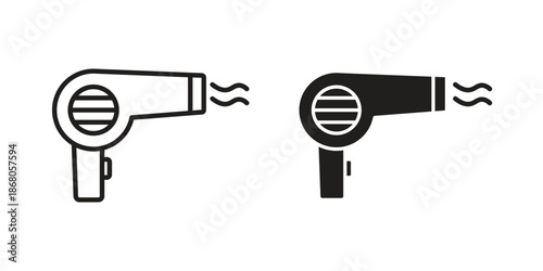Hair dryer icons. Line Art Style Design Isolated On White