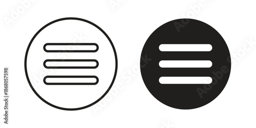Hamburger menu icons. Line Art Style Design Isolated On White