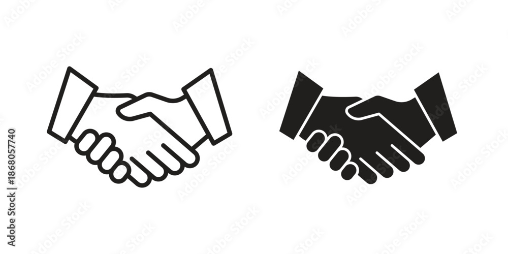 Fototapeta premium Handshake icons. Line Art Style Design Isolated On White