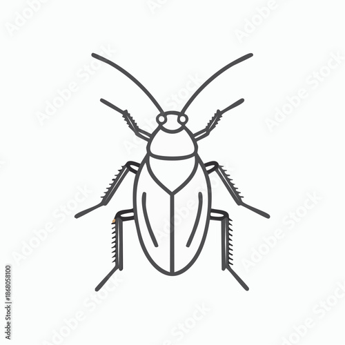 Minimalist Cockroach Vector Illustration with Clean Line Art and Symmetrical Design