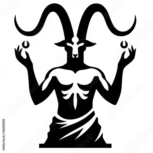 Silhouette of the statue of Baphomet