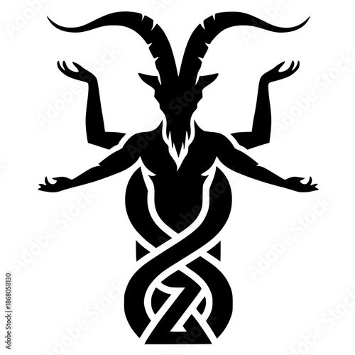 Silhouette of the statue of Baphomet