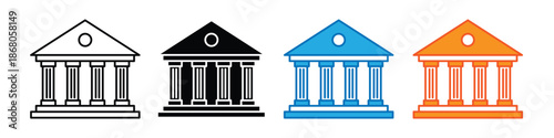Bank Building Financial Institution Flat Vector Icon