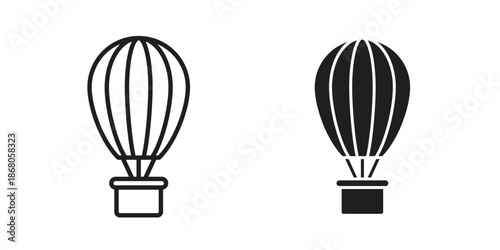 Hot air balloon icons. Line Art Style Design Isolated On White
