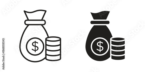 Income icons. Line Art Style Design Isolated On White