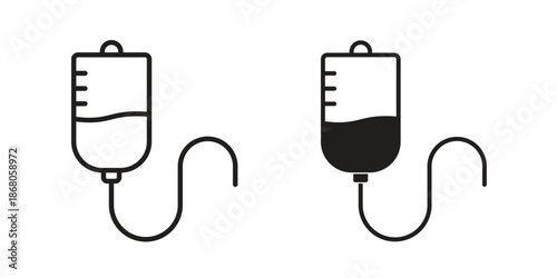 IV drip icons. Line Art Style Design Isolated On White