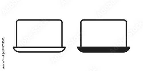 Laptop icons. Line Art Style Design Isolated On White