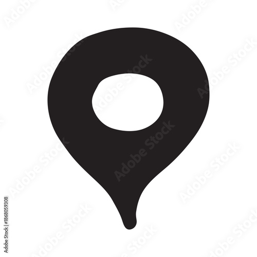 Hand drawn map pin Map marker pointer sign GPS and mapping tools Location pin symbol Pinpoint clipart in doodle style Single element for web, design
