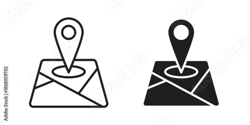 Map icons. Line Art Style Design Isolated On White