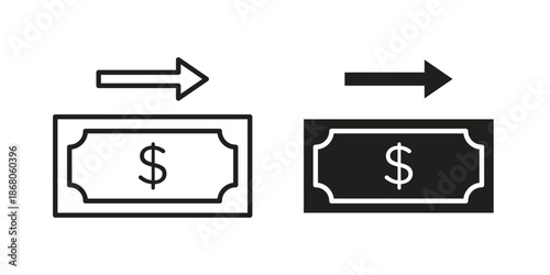 Money transfer icons. Line Art Style Design Isolated On White