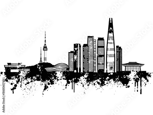 Seoul Skyline Grunge