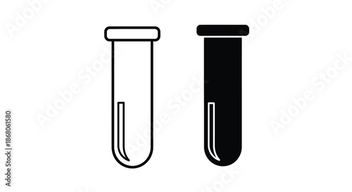 Black and white illustration of two test tubes on a plain background.