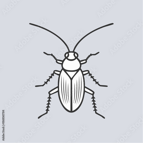 Cockroach Line Icon Vector Illustration in Minimal Outline Style