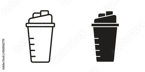 Protein shake icons. Line Art Style Design Isolated On White